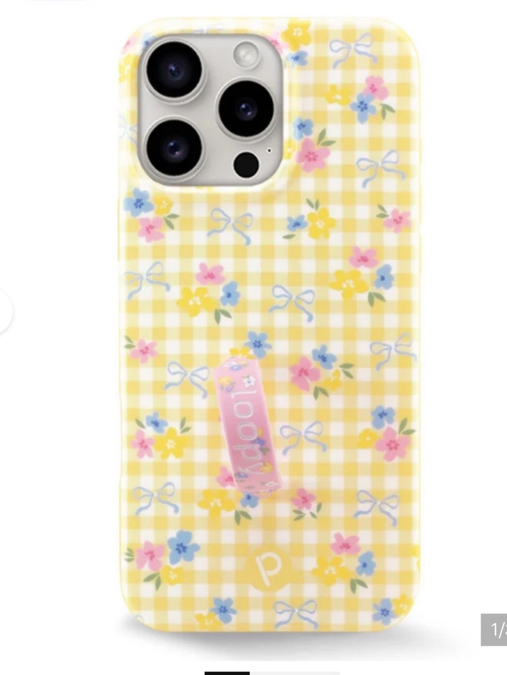 Loopy Case Yellow Gingham Floral iPhone 15 Pro MAX Case